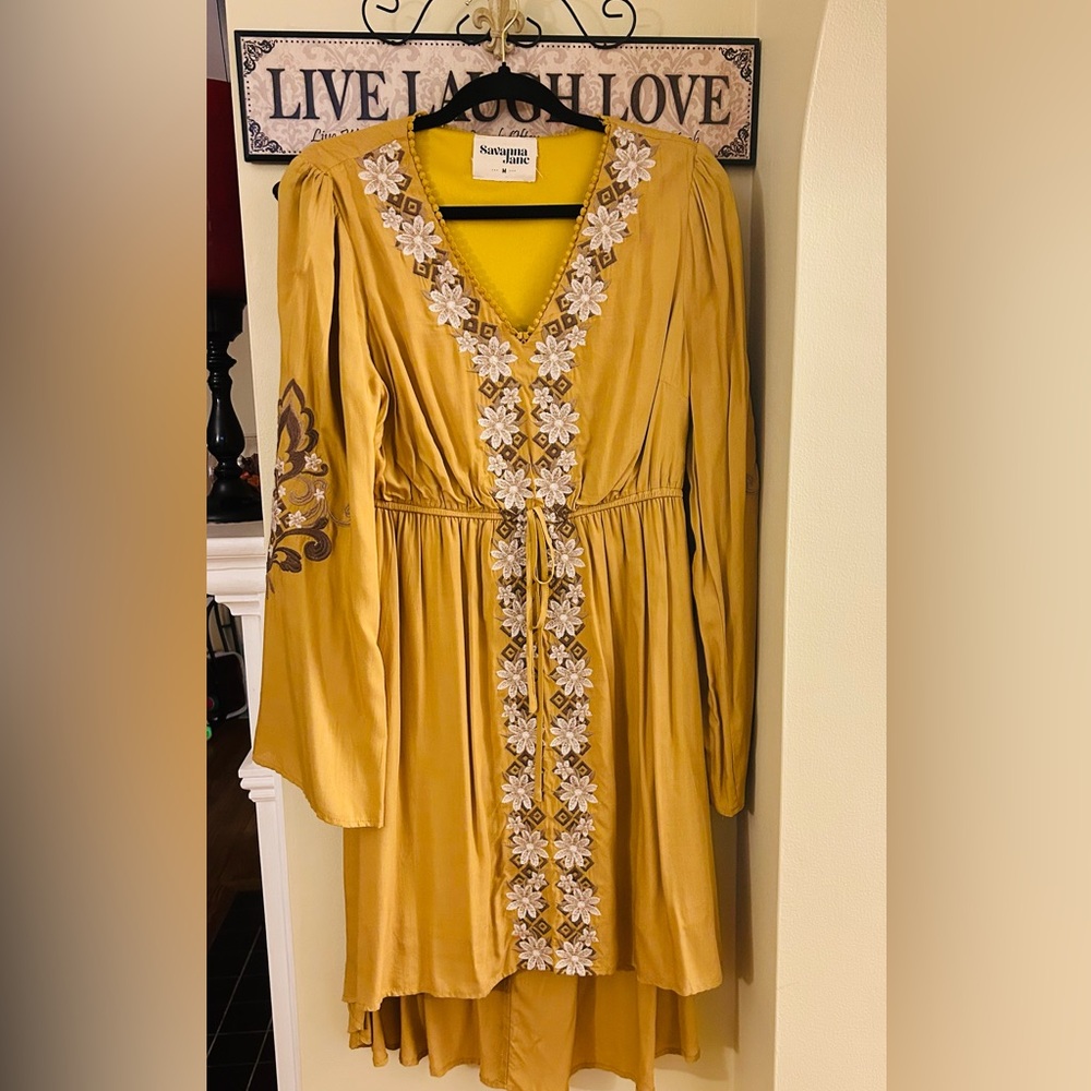 SAVANNA JANE medium mustard yellow floral dress